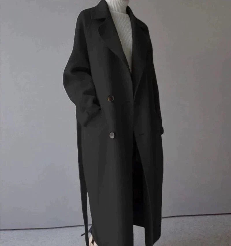 Women's Longline Wool Coat Sophisticated Warm Winter
