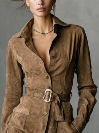 Women's Midi Dress Suede