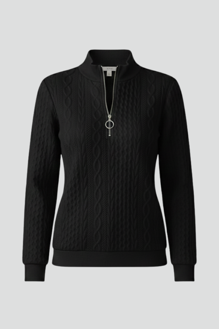 Women's Cable Knit Jumper with Zip Neck
