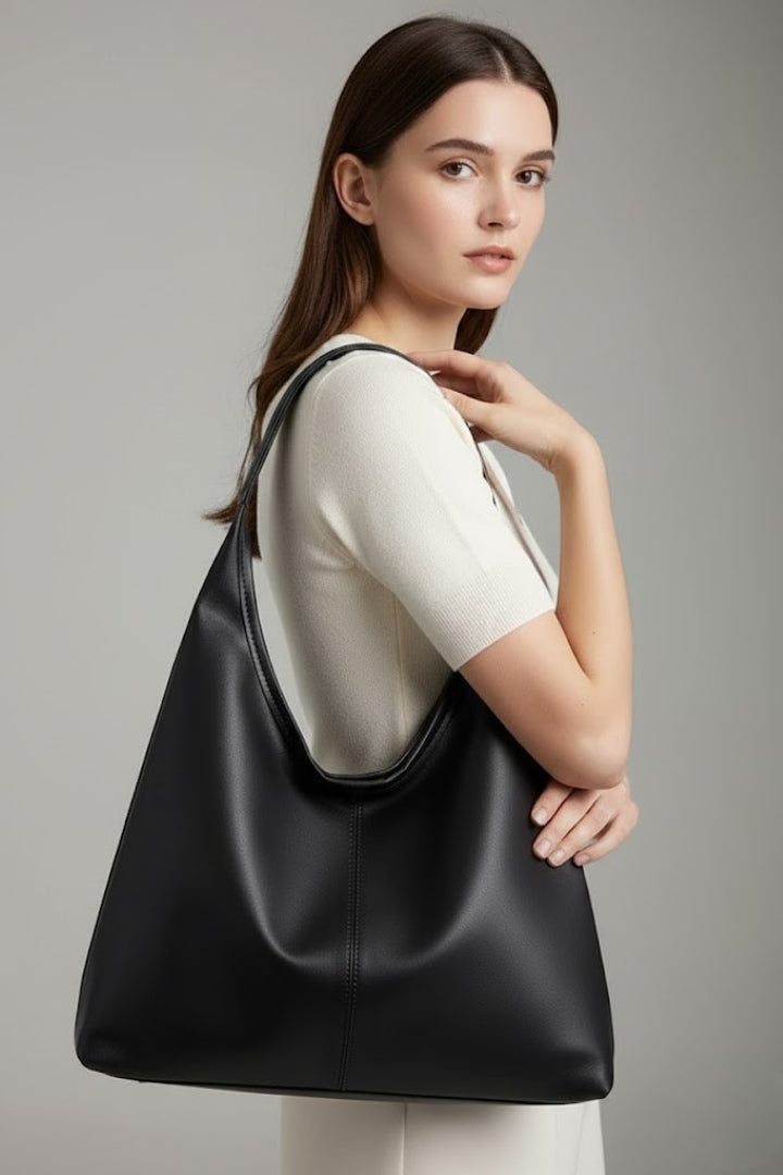 Women's Classic Faux Leather Tote Bag with Large Interior
