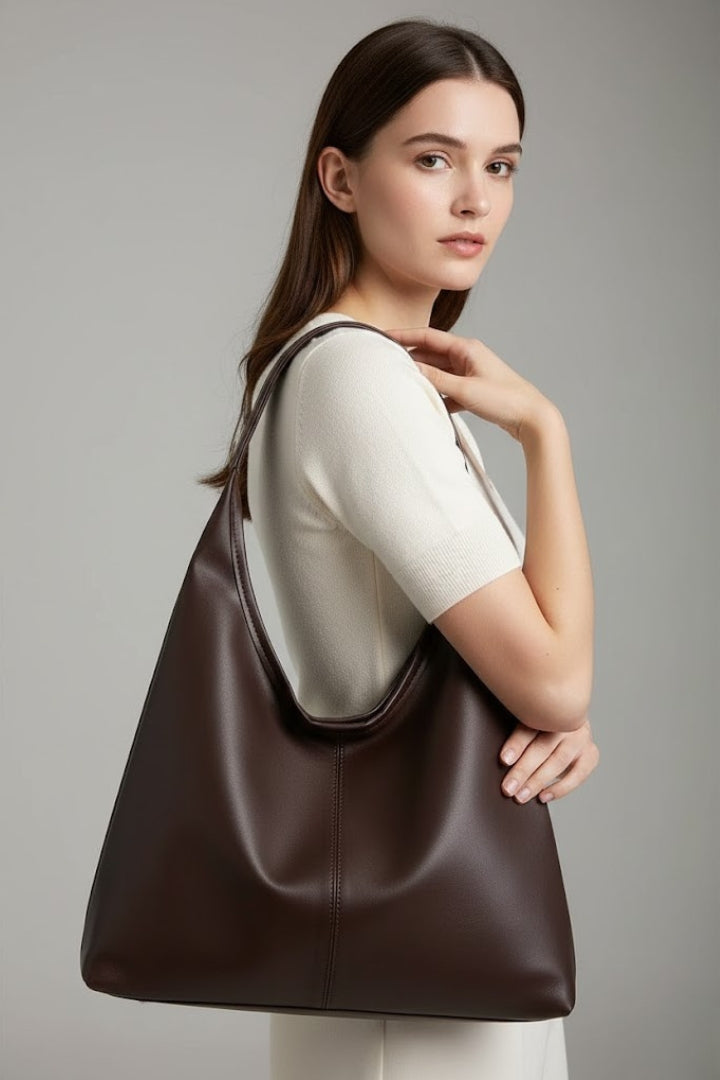 Women's Classic Faux Leather Tote Bag with Large Interior