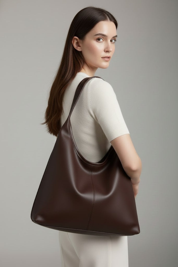 Women's Classic Faux Leather Tote Bag with Large Interior