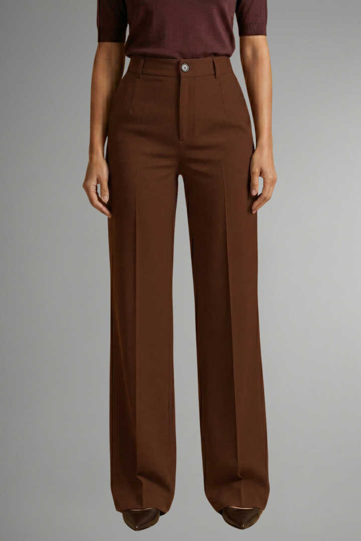 Pantaloni da donna a vita alta e gamba dritta, strutturati ed eleganti