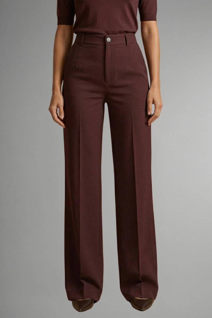 Pantaloni da donna a vita alta e gamba dritta, strutturati ed eleganti