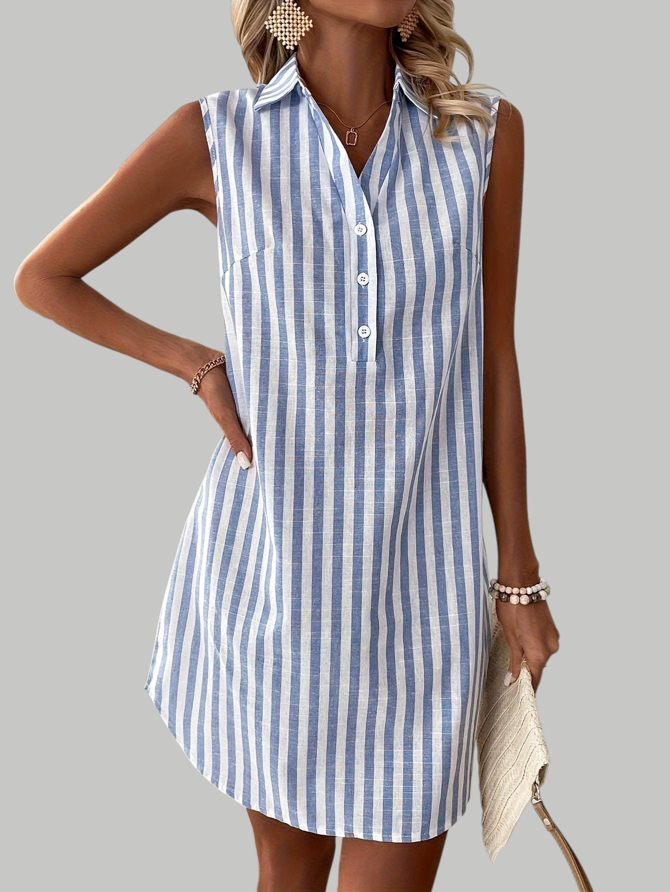 Frenzi - Vestido Camisero a Rayas