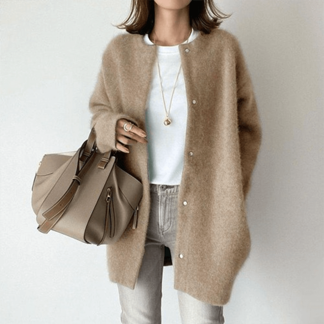 Women's Knit Cardigan Minimalist Buttons Graceful Drape
