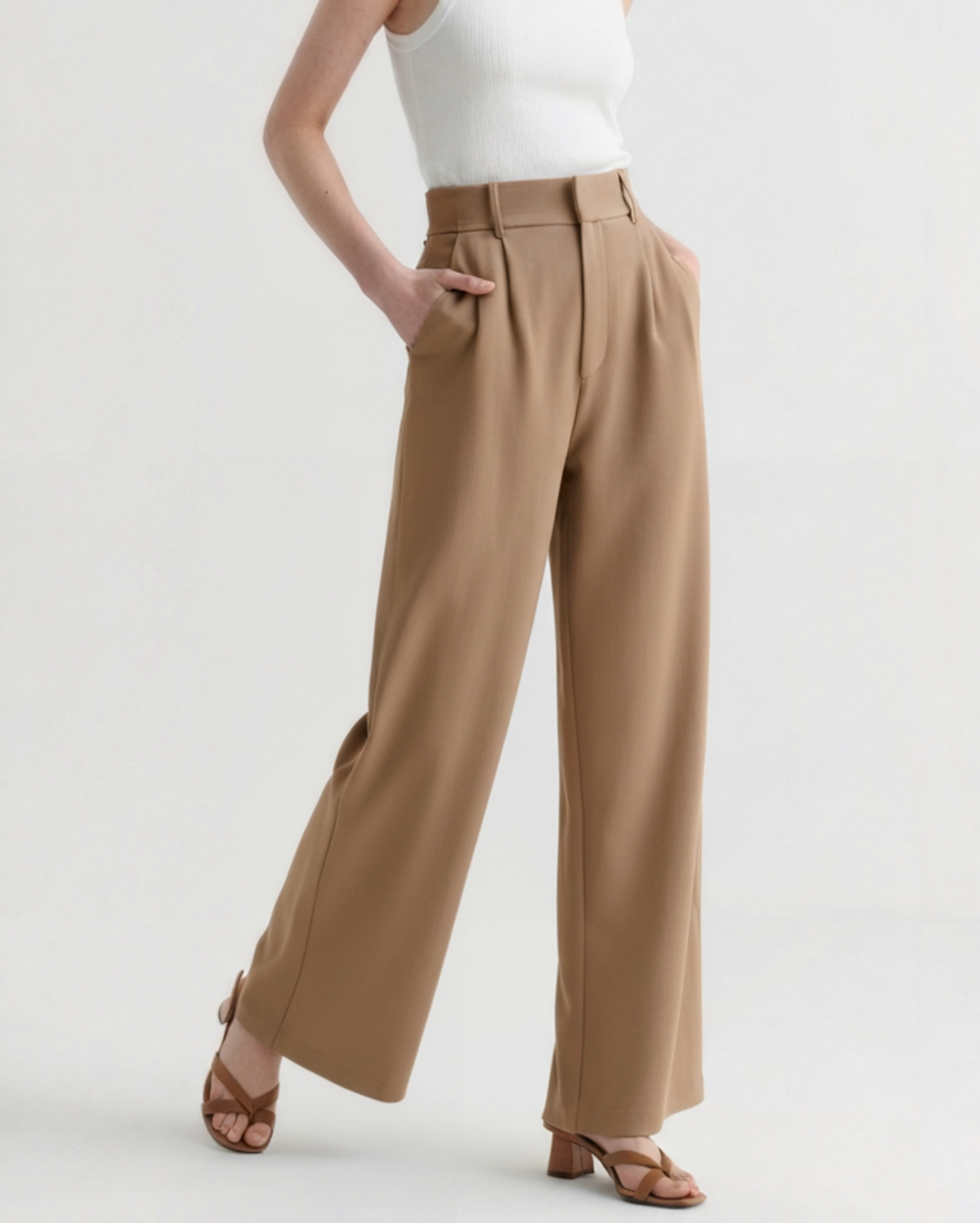 Women's Wide-Leg Trousers Structured Waist Fluid Drape