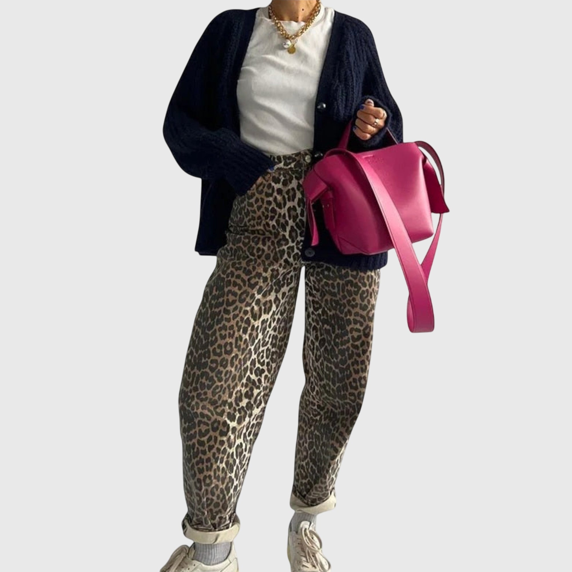 Lily | Jeans d'epoca con stampa leopardata