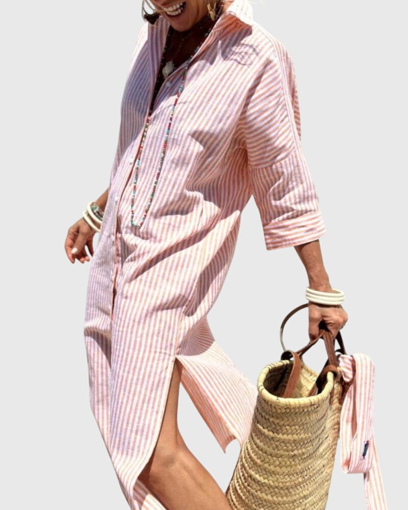 Women's Midi Dress vertical stripe pattern