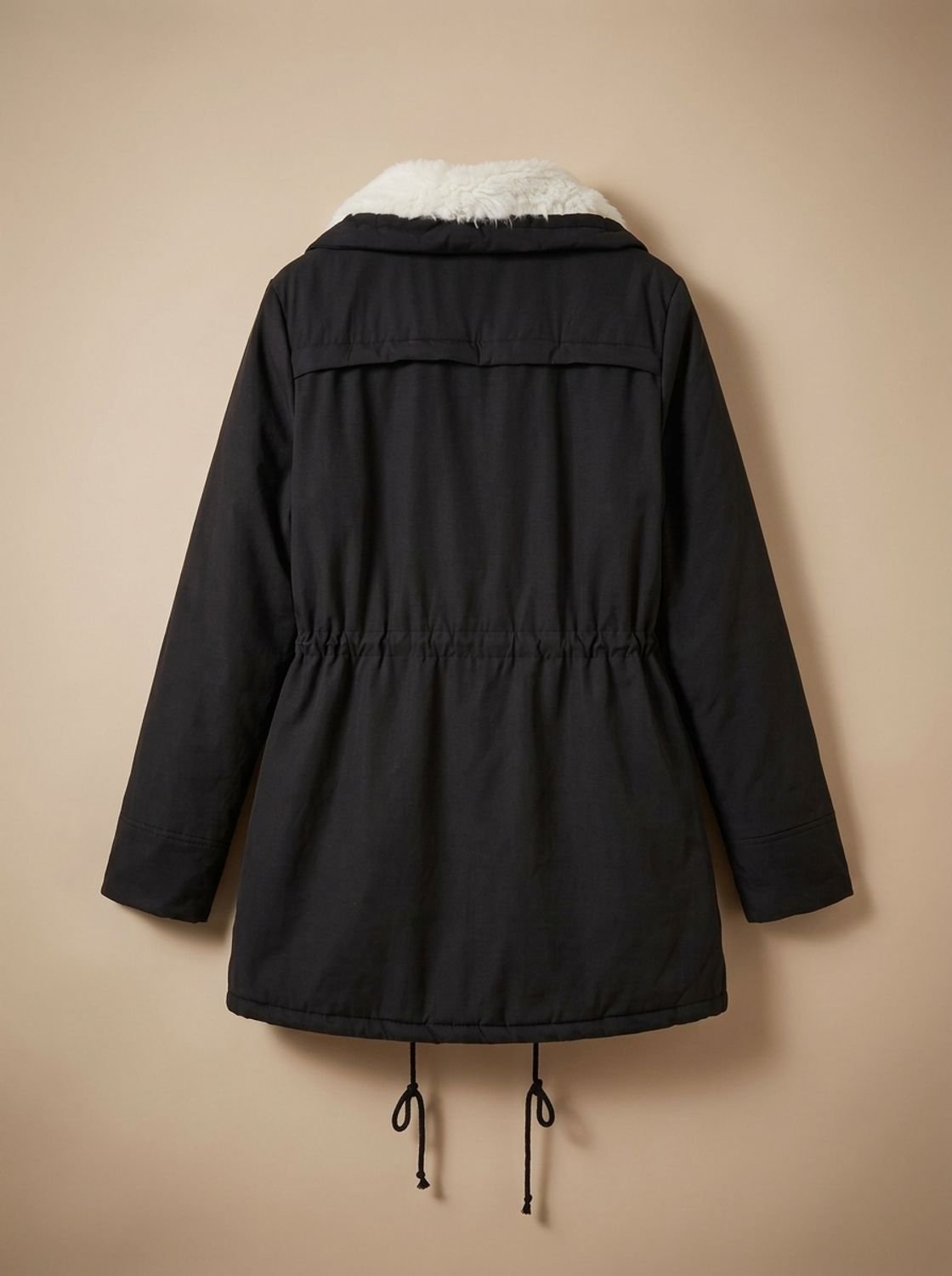 Women's Mid-Length Parka with Faux Fur Collar