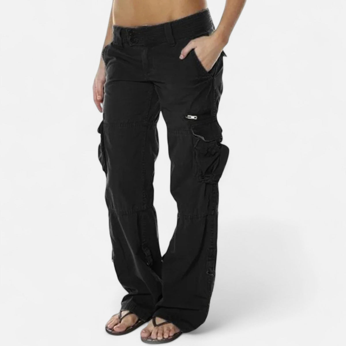 Pantalon cargo décontracté pour femme, coupe large, en coton, pour tous les jours