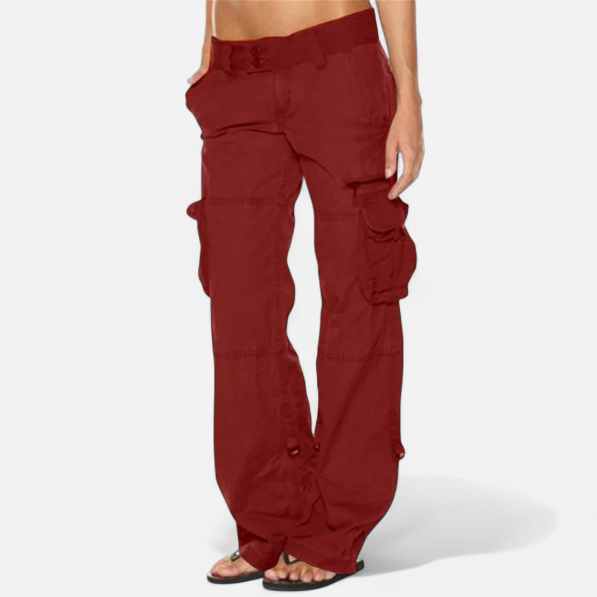 Pantalon cargo décontracté pour femme, coupe large, en coton, pour tous les jours