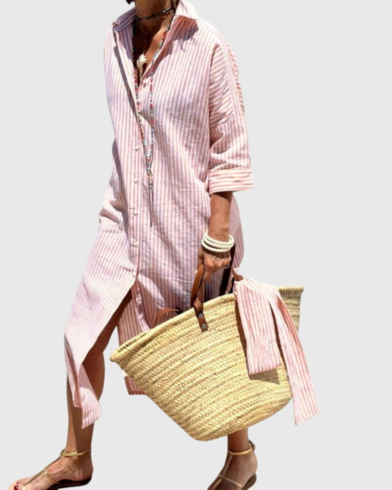 Women's Midi Dress vertical stripe pattern