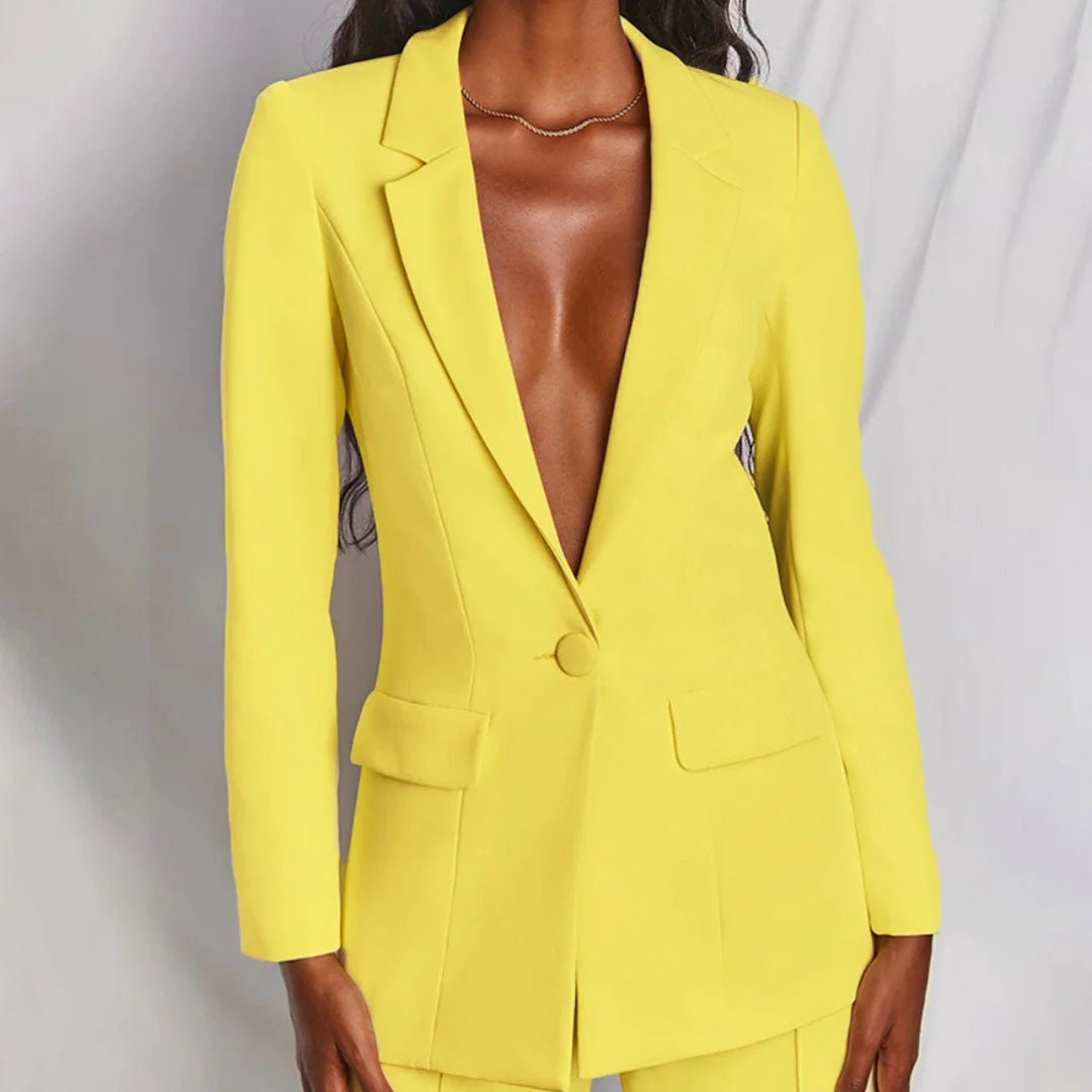Ensemble tailleur pour femme, blazer ajusté et pantalon à jambes larges