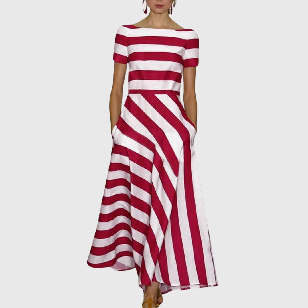 Women's Midi Dress vertical stripe pattern