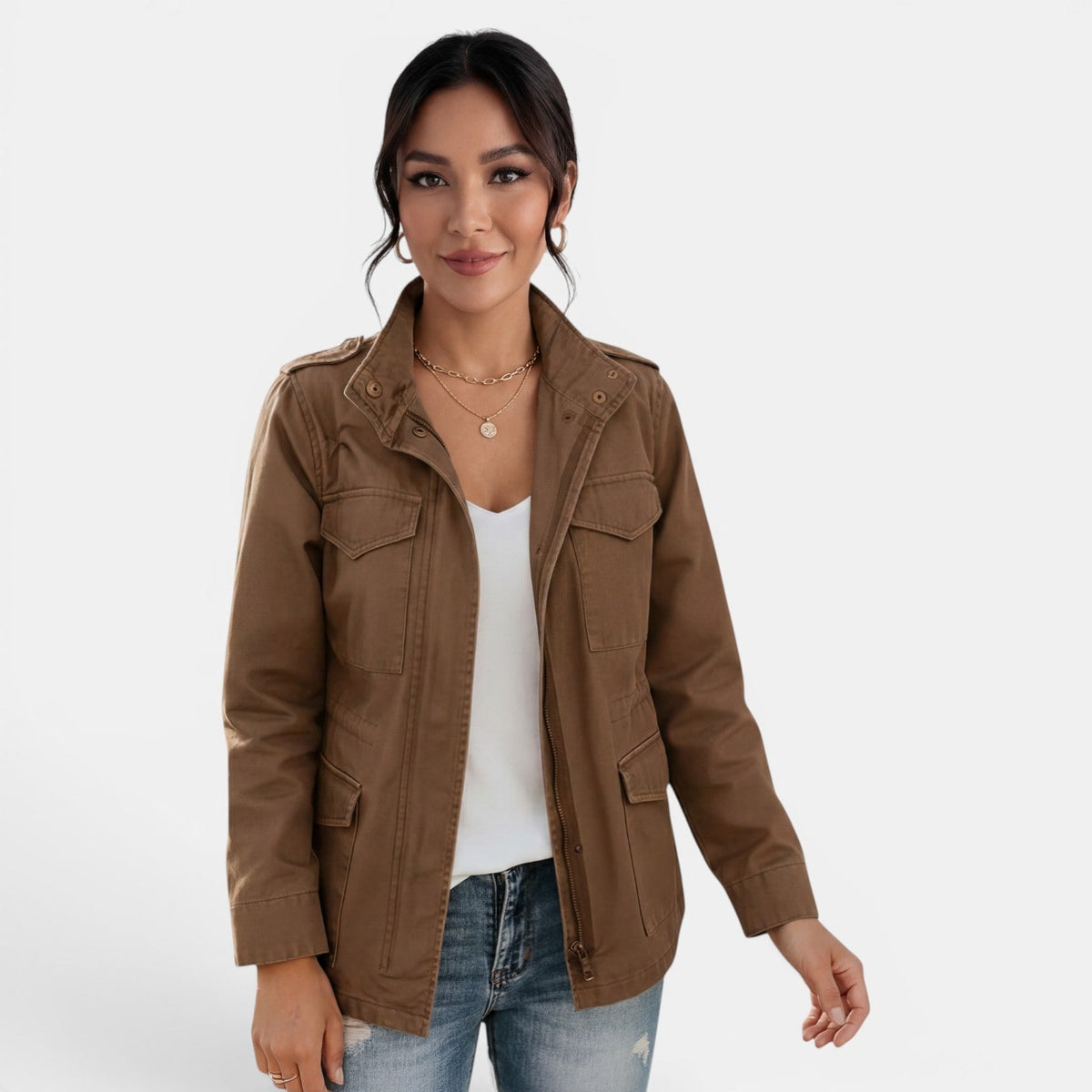 Giacca casual da donna per la mezza stagione con cerniera