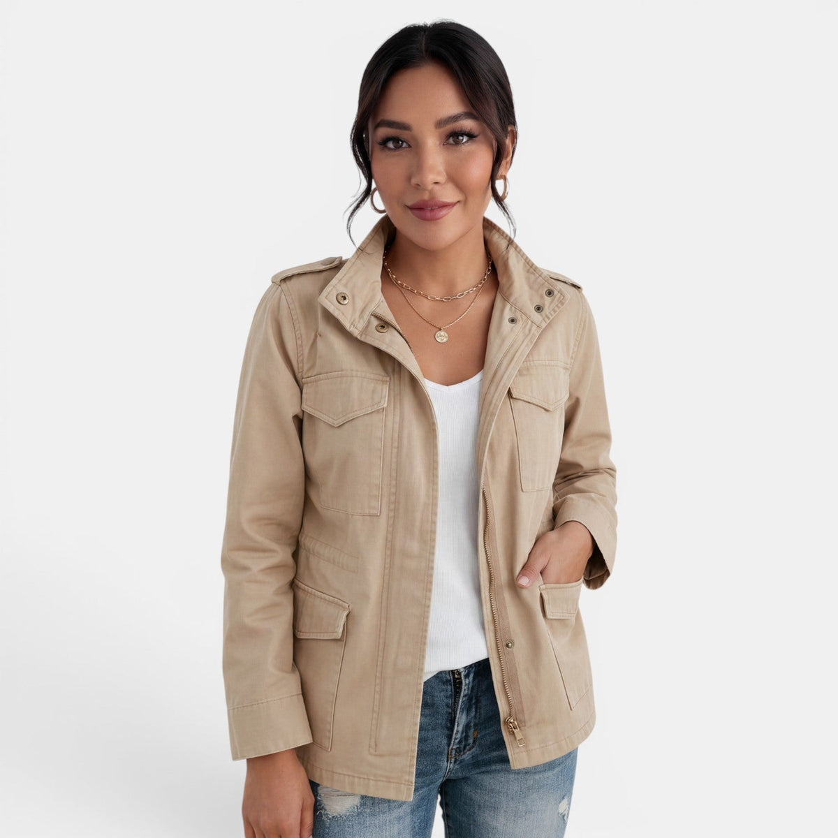 Giacca casual da donna per la mezza stagione con cerniera
