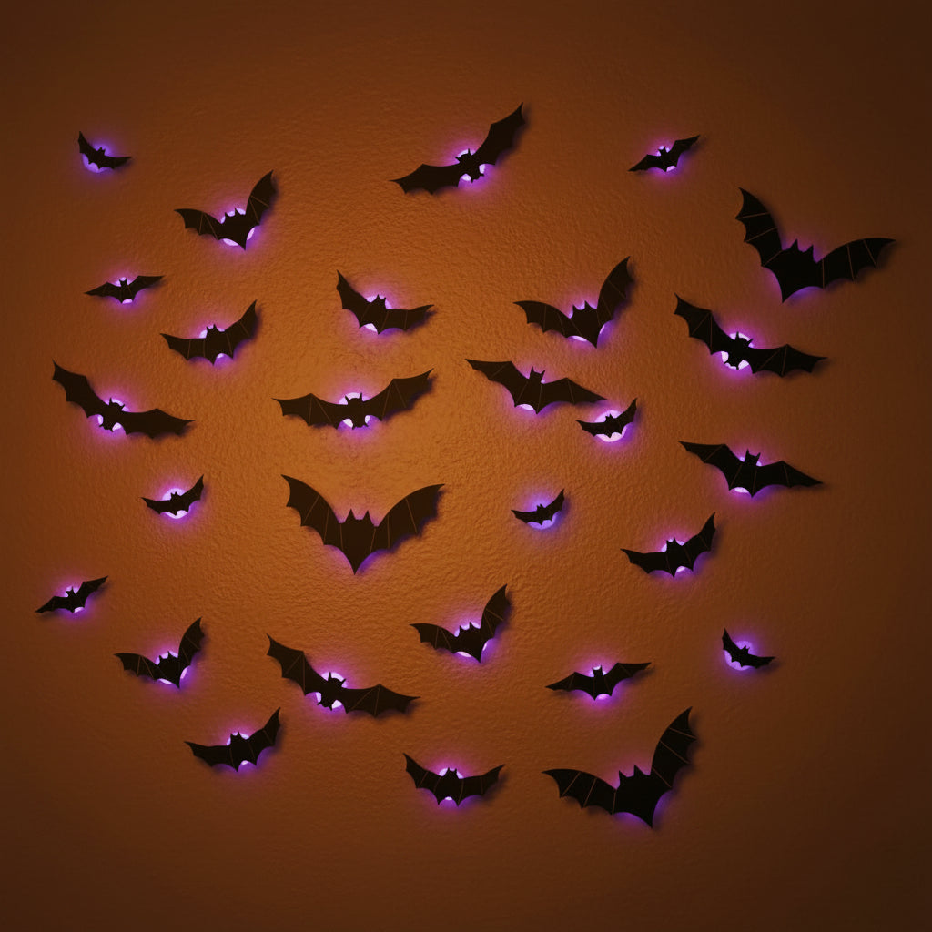 3D Foldable Bat Wall Stickers Set Halloween Decoration