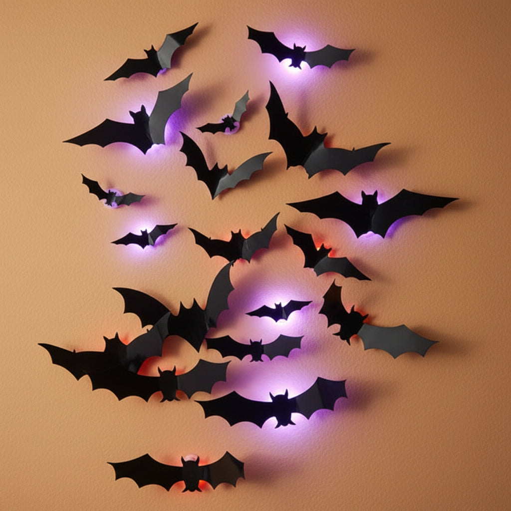 3D Foldable Bat Wall Stickers Set Halloween Decoration