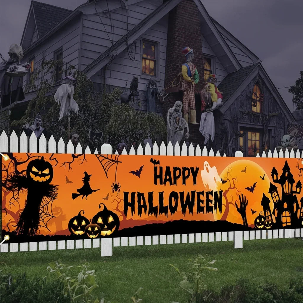 Pumpkin & Bat Banner Halloween Outdoor Party Decoration