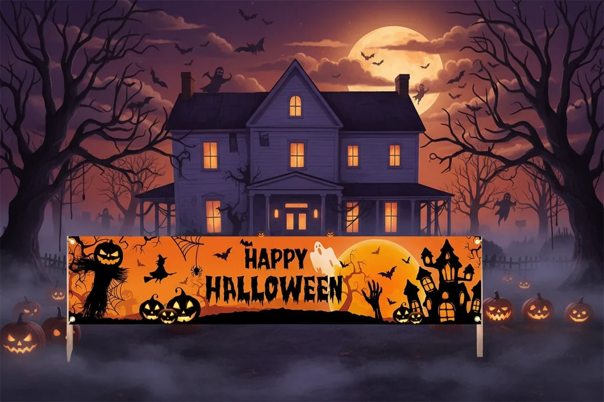 Pumpkin & Bat Banner Halloween Outdoor Party Decoration