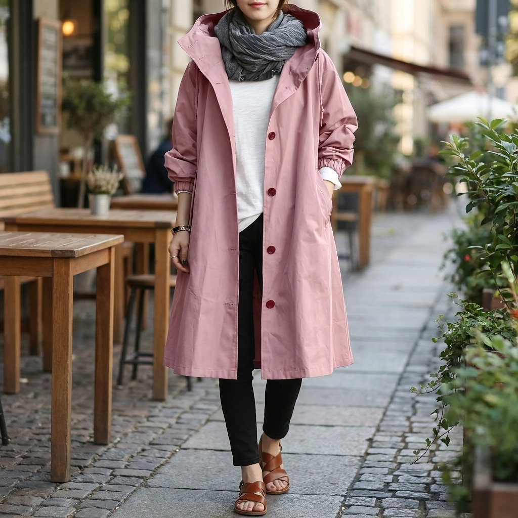 Women's Raincoat Oversized Adjustable Hood Elastic Cuffs
