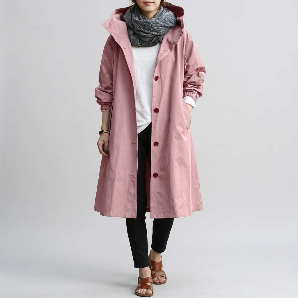 Women's Raincoat Oversized Adjustable Hood Elastic Cuffs