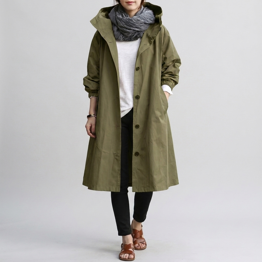 Women's Raincoat Oversized Adjustable Hood Elastic Cuffs