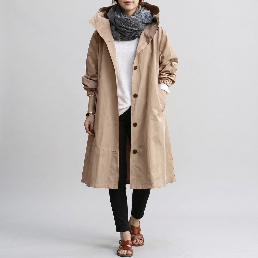 Women's Raincoat Oversized Adjustable Hood Elastic Cuffs