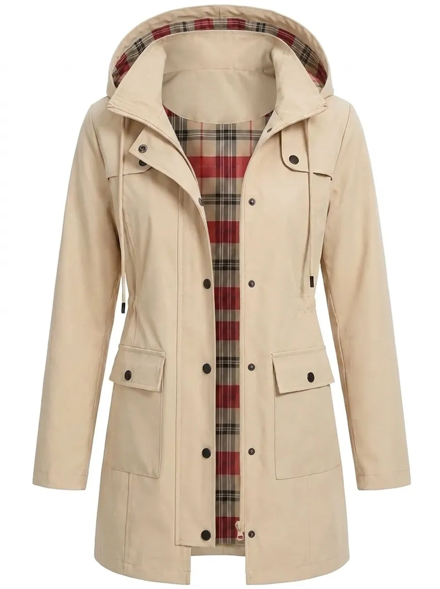 Women's Longline Parka with Hood and Buttons