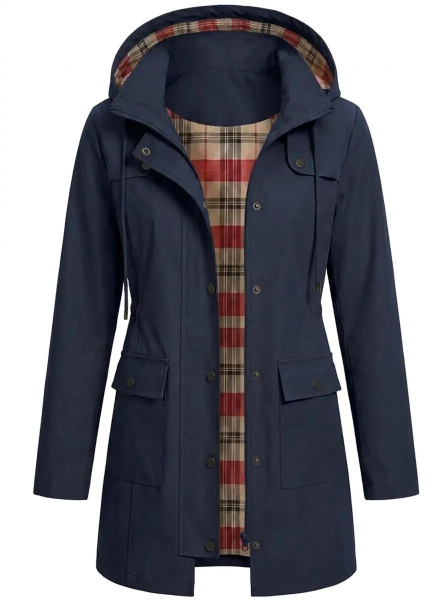 Women's Longline Parka with Hood and Buttons