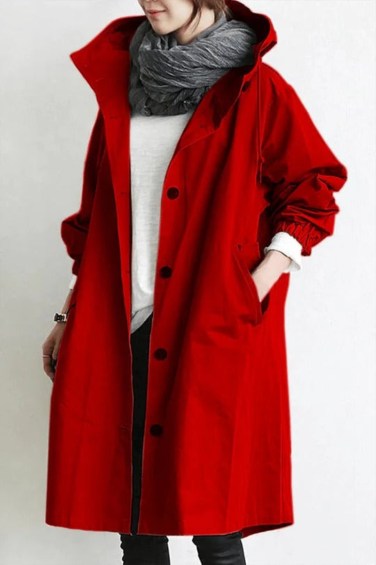 Women's Hooded Trench Coat Sleek Full-Coverage Cut