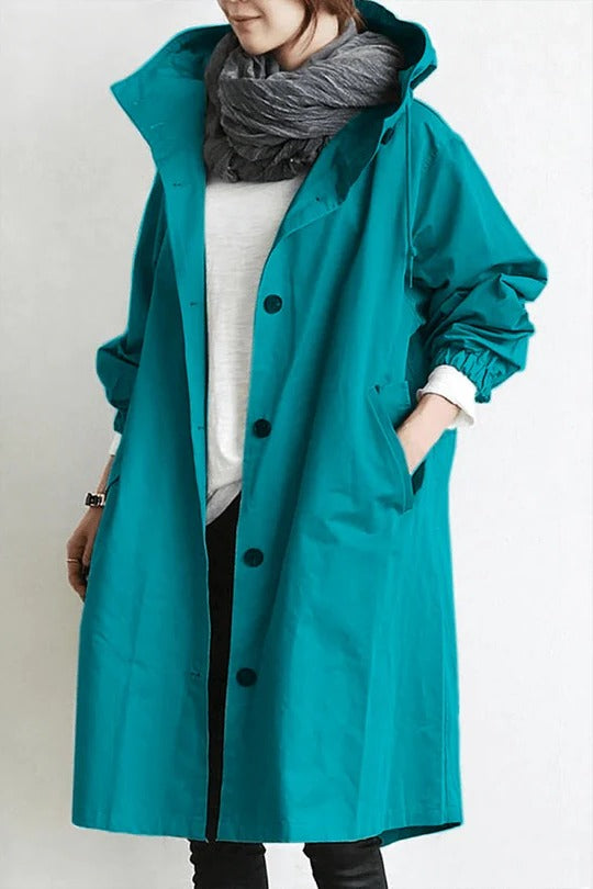 Women's Hooded Trench Coat Sleek Full-Coverage Cut