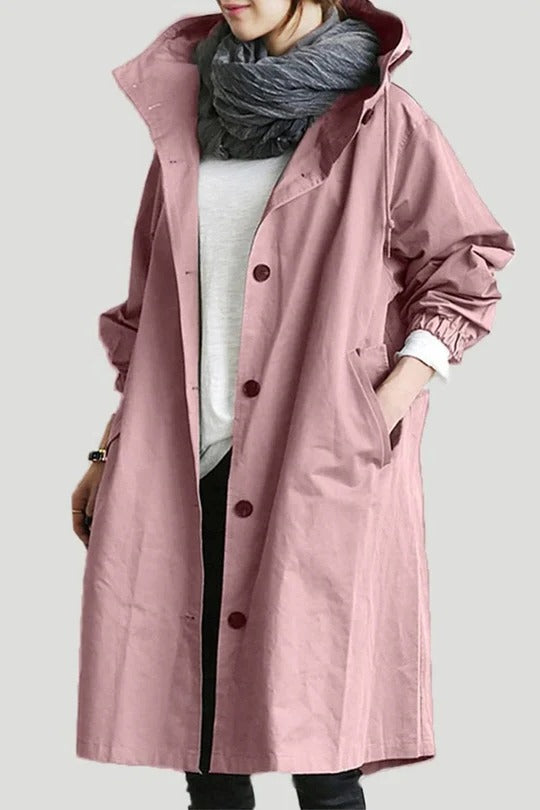 Women's Hooded Trench Coat Sleek Full-Coverage Cut