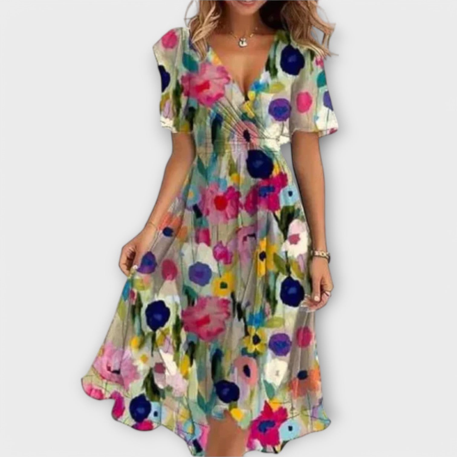Robe maxi femme col en V