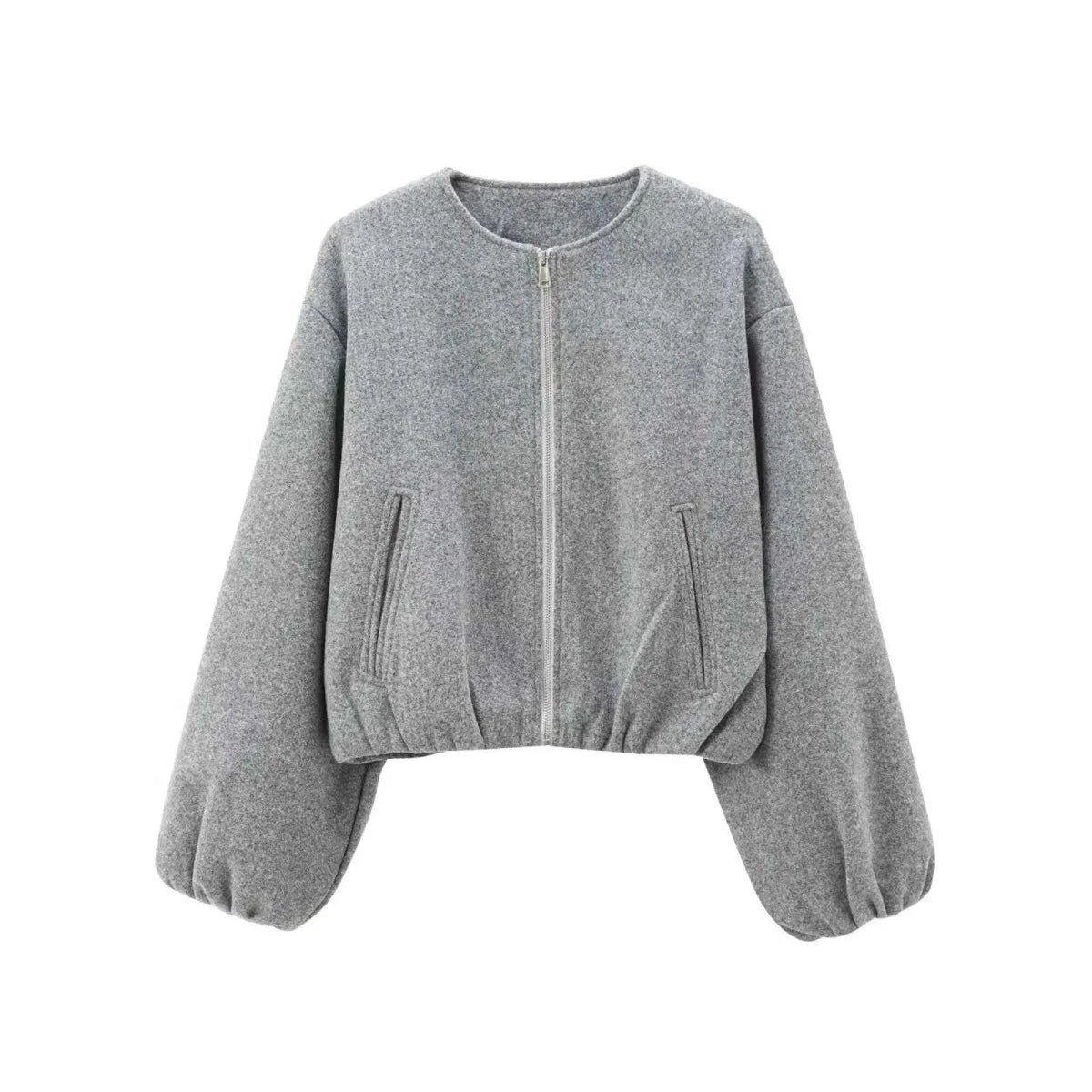 Women's Lightweight Bomber Jacket Round Collar Modern Fit