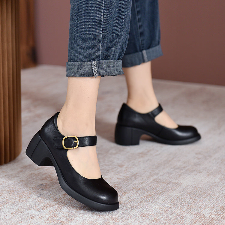 Zapatos Mary Jane de mujer de cuero