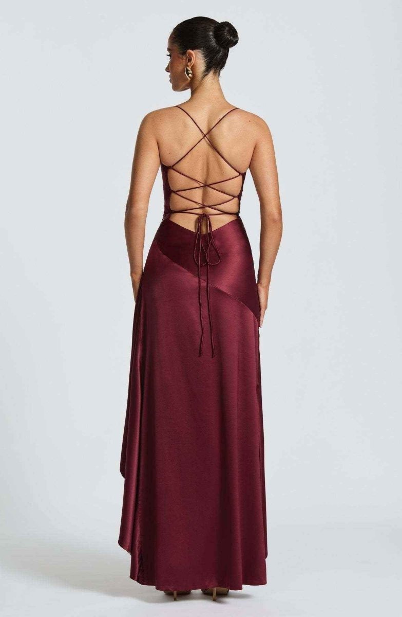 Women's Maxi Dress with Ruffle Hem Elegant Evening