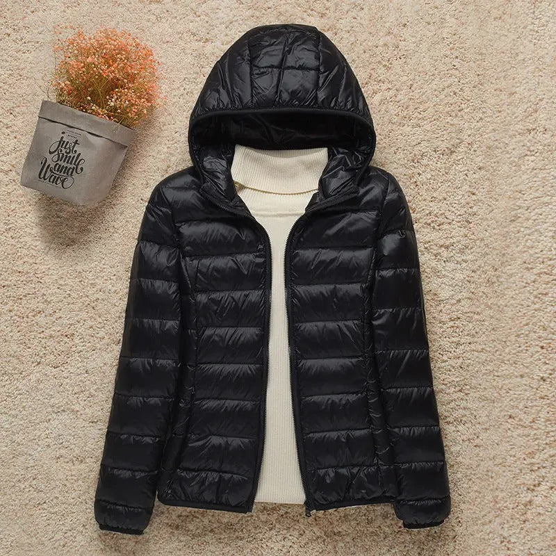 Women's Quilted Down Jacket with Hood