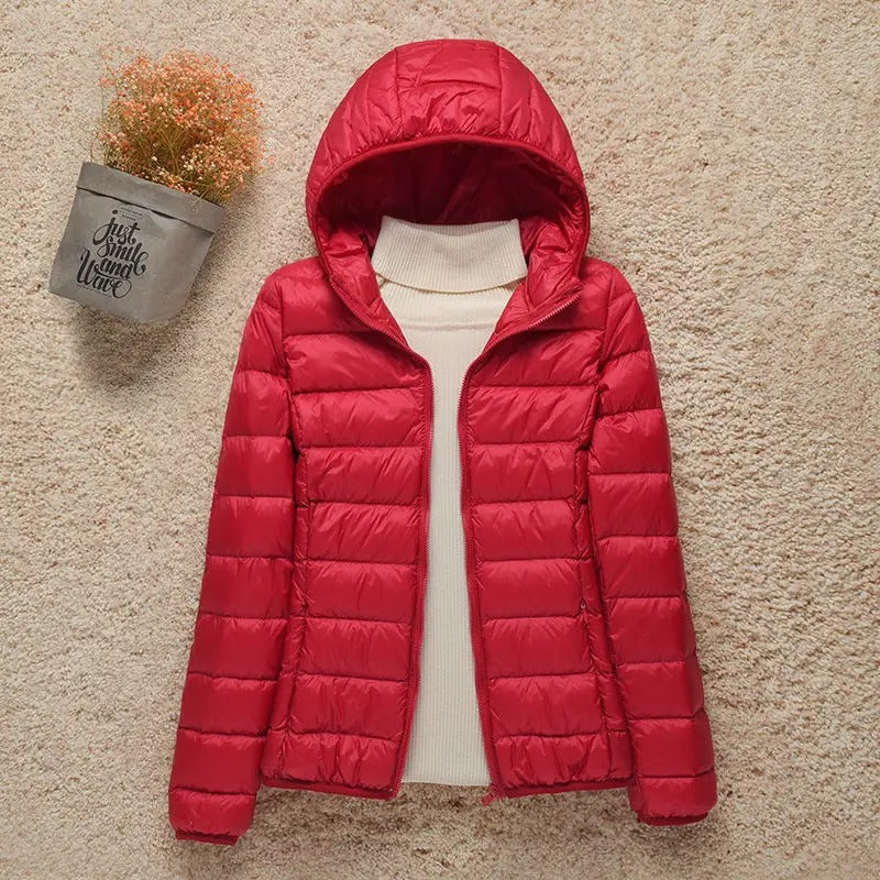 Women's Quilted Down Jacket with Hood