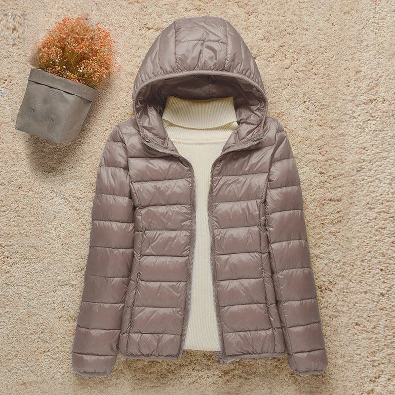Women's Quilted Down Jacket with Hood