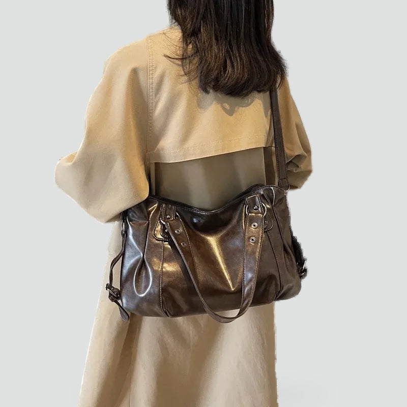 Borsa a spalla vintage retrò da donna in pelle vegana