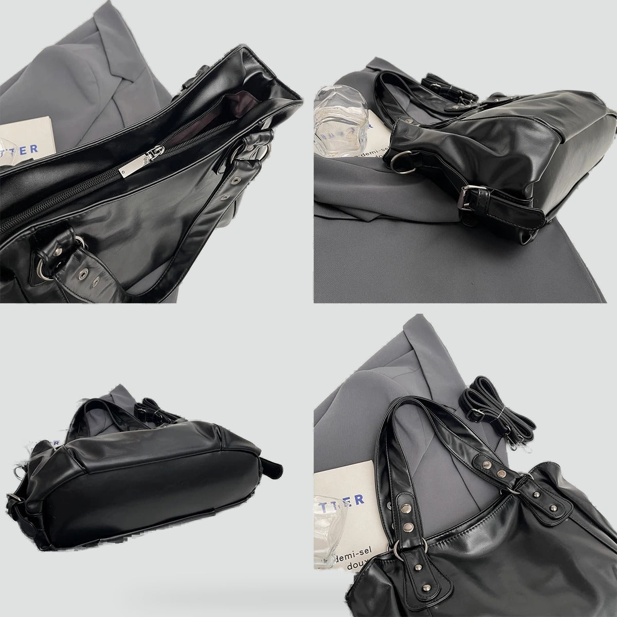 Sac à bandoulière vintage rétro pour femme, en cuir végan