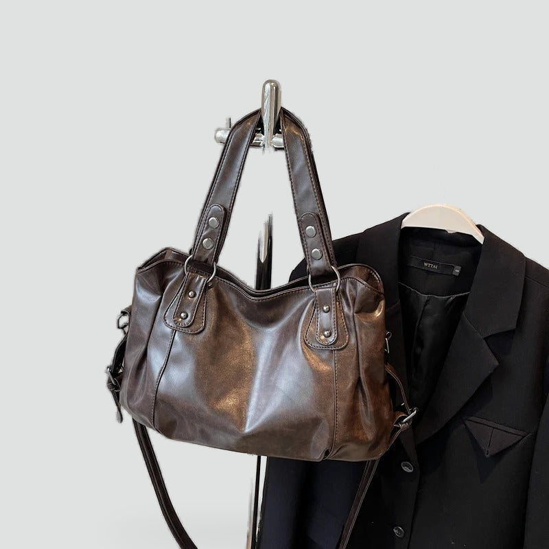 Sac à bandoulière vintage rétro pour femme, en cuir végan