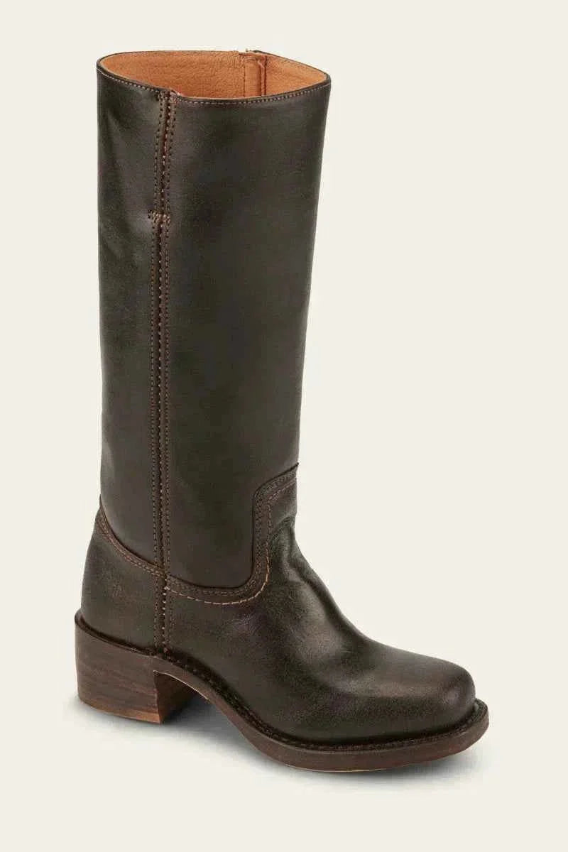 Botines camperos para mujer, tacón ancho y costuras decorativas
