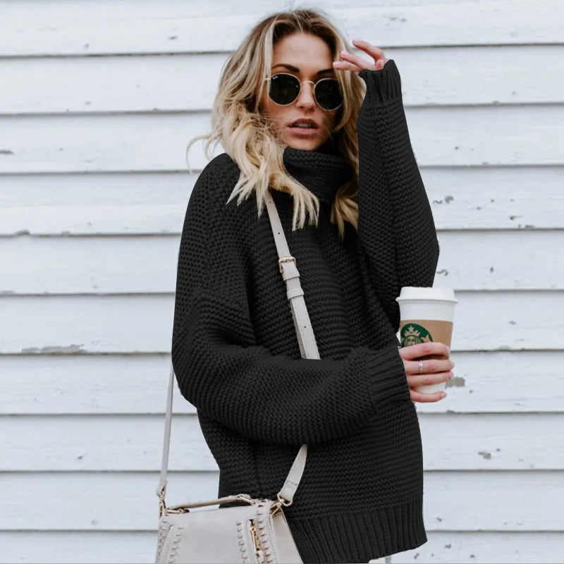 Women's Long Turtleneck Knit Sweater