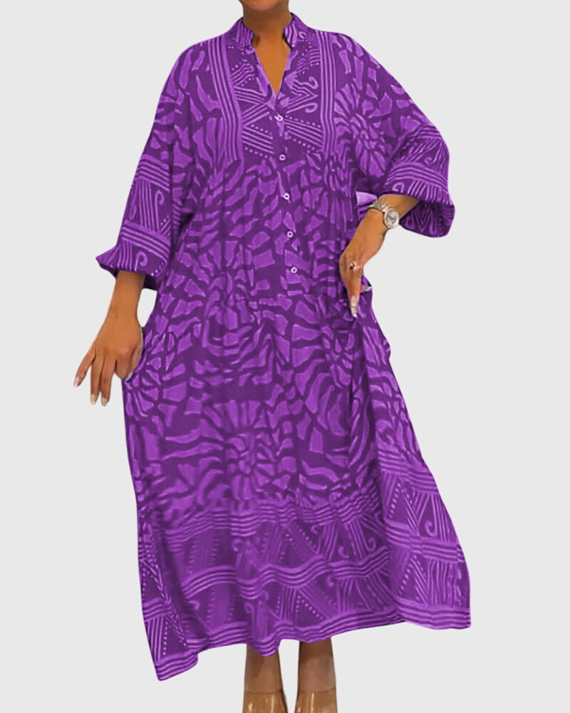 Abito midi da donna con scollo a V