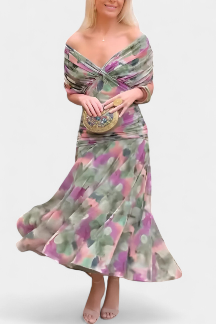 Vestido maxi para mujer con escote en V
