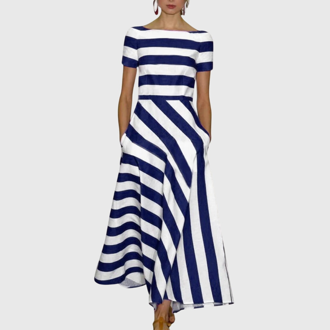 Robe midi pour femmes à motif rayures verticales