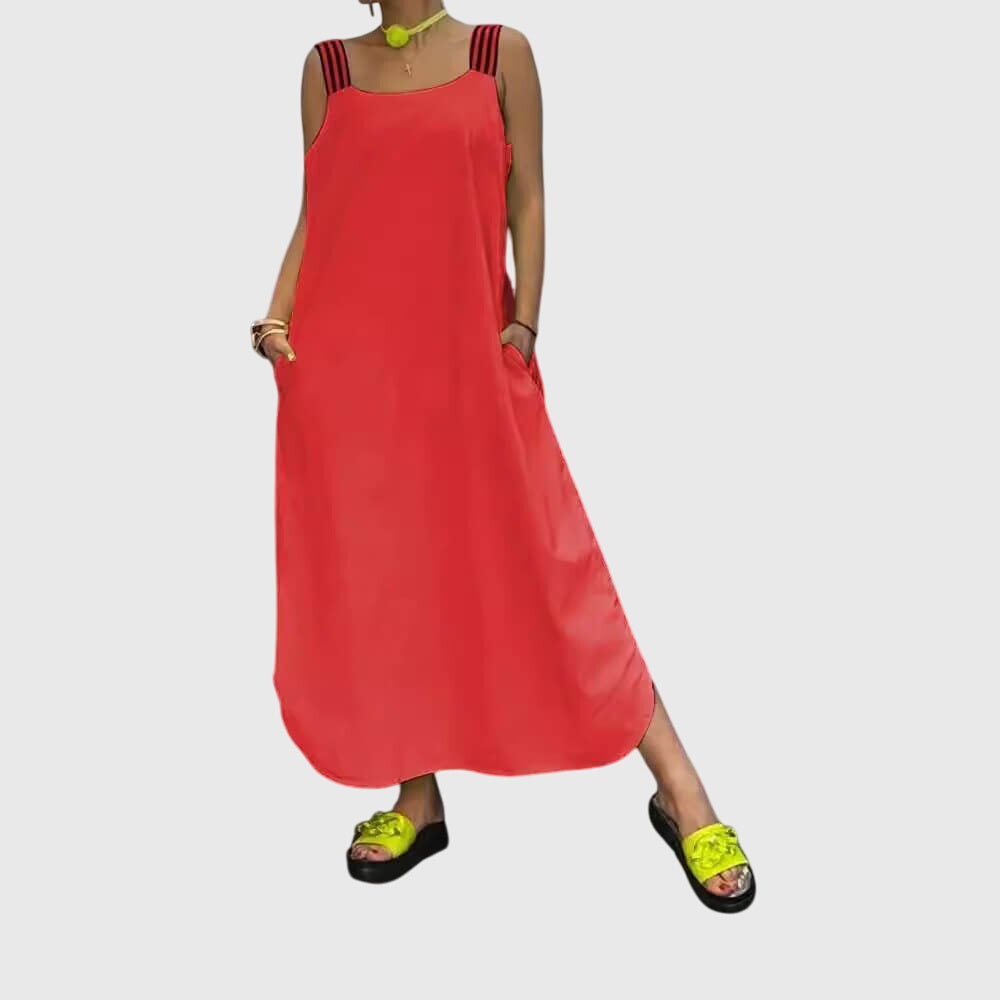 Robe midi pour femmes à motif rayures verticales
